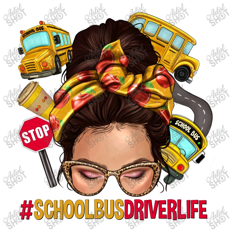 School Bus Driver Life Caucasian Messy Bun Toddler T-shirt 5 School Bus Driver Life Caucasian Messy Bun Toddler T-shirt - Image 3