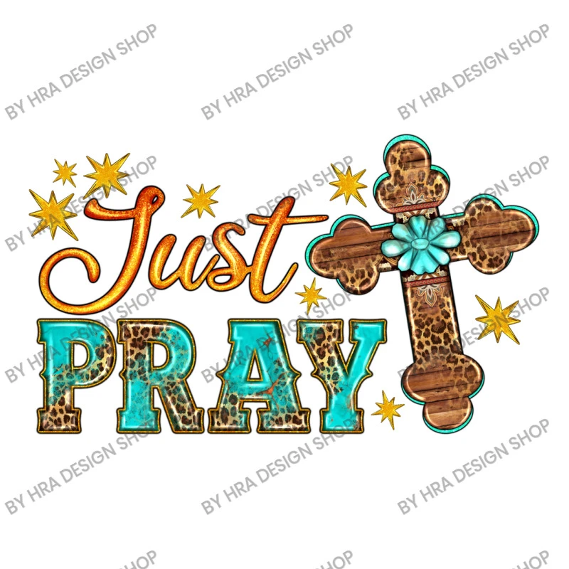 Western Leopard Turquoise Just Pray With Cross Youth Hoodie 7 Western Leopard Turquoise Just Pray With Cross Youth Hoodie - Image 5