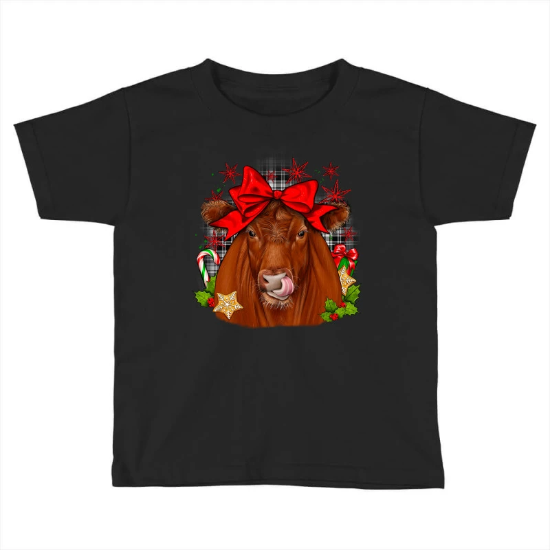 Christmas Red Angus Toddler T-shirt 3 Christmas Red Angus Toddler T-shirt