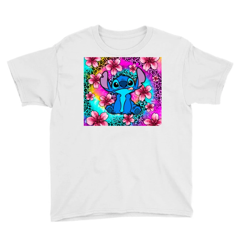Stitch Flower Tie Dye And Leopard Youth Tee 5 Stitch Flower Tie Dye And Leopard Youth Tee - Image 3