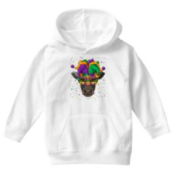 Cow Mardi Gras Animal Face Farmer Carnival Jester Youth Hoodie -Kids Tshirts Zone pd.2526165542.53.25064419.s3.1 front white ffffff none x15y0 83 800x800 1
