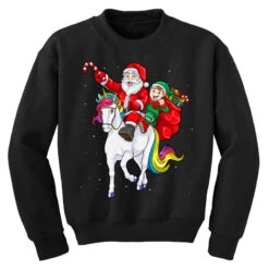 Christmas Santa Elf Riding Unicorn Xmas Magical Ra Youth Sweatshirt 9 Christmas Santa Elf Riding Unicorn Xmas Magical Ra Youth Sweatshirt -Kids Tshirts Zone pd.2526174279.52.25065794.s3.1 front black ffffff none x0y0 169 800x800 1