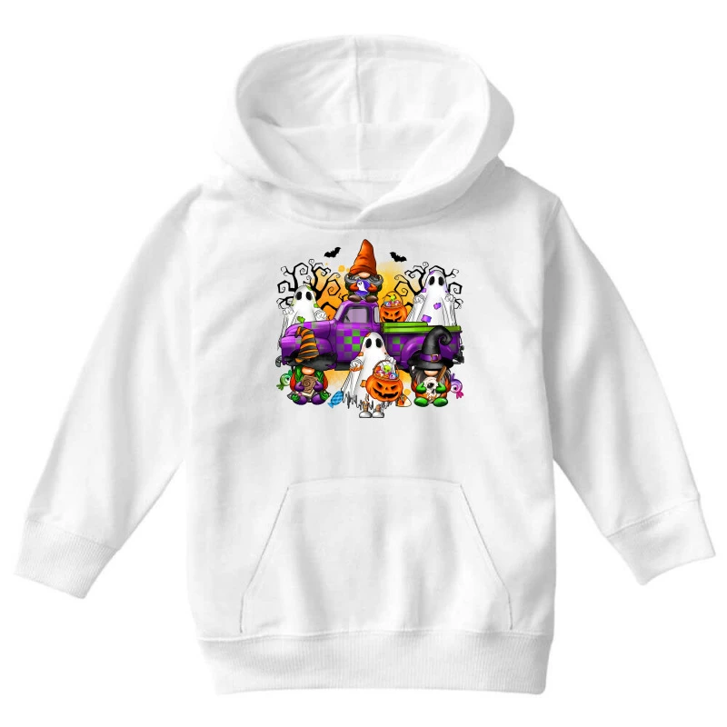 Halloween Truck With Gnomes And Ghosts Youth Hoodie 5 Halloween Truck With Gnomes And Ghosts Youth Hoodie - Image 3