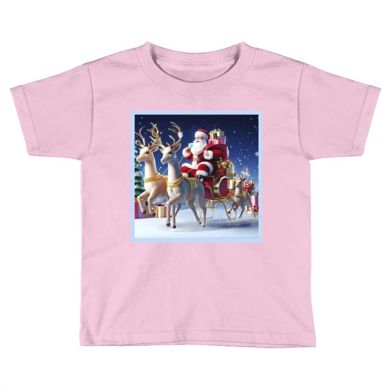 Riding In Style: Santa's Sleigh With Reindeer Deli Toddler T-shirt 3 Riding In Style: Santa's Sleigh With Reindeer Deli Toddler T-shirt