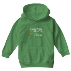 Gardening Is Cheaper Than Therapy Typography Youth Hoodie -Kids Tshirts Zone pd.2526469307.53.25090998.s3.1 front irish green ffffff none x7.5y0 98 800x800 1