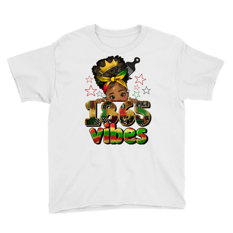 1865 Vibes Afro Peekaboo Girl Youth Tee 5 1865 Vibes Afro Peekaboo Girl Youth Tee - Image 3