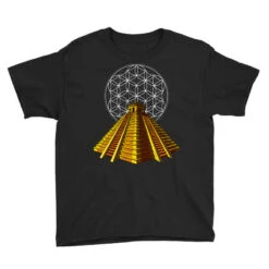 Aztec Pyramid Mayan Sacred Geometry Youth Tee -Kids Tshirts Zone pd.2526617669.37.25071411.s3.1 front black ffffff none x0y0 129 800x800 1