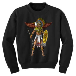 Aztec Eagle Warrior Native Mexican Indian Youth Sweatshirt -Kids Tshirts Zone pd.2526618947.52.25071390.s3.1 front black ffffff none x10y0 149 800x800 1