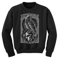 Edgar Allen Poe The Raven Nevermore Youth Sweatshirt -Kids Tshirts Zone pd.2526620844.52.25094717.s3.1 front black ffffff none x23y0 123 800x800 1