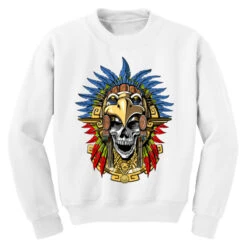 Aztec Skull Eagle Warrior Mask Youth Sweatshirt -Kids Tshirts Zone pd.2526621224.52.25071418.s3.1 front white ffffff none x4y0 161 800x800 1