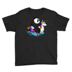 Panda Bear Riding Unicorn Float Pool Party Youth Tee 9 Panda Bear Riding Unicorn Float Pool Party Youth Tee -Kids Tshirts Zone pd.2526652783.37.25085253.s3.1 front black ffffff none x0y0 129 800x800 1