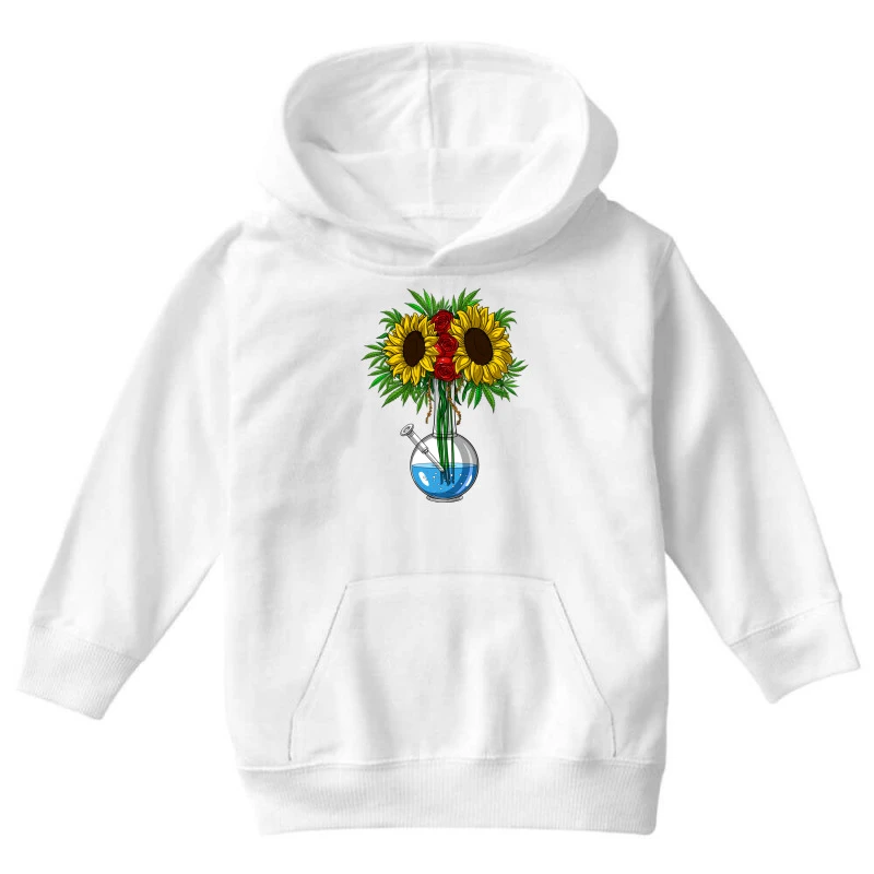 Weed Sunflowers Bong Vase Youth Hoodie 5 Weed Sunflowers Bong Vase Youth Hoodie - Image 3