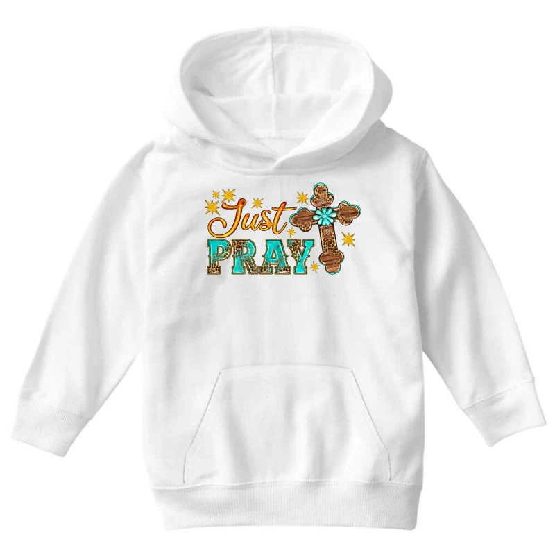 Western Leopard Turquoise Just Pray With Cross Youth Hoodie 5 Western Leopard Turquoise Just Pray With Cross Youth Hoodie - Image 3