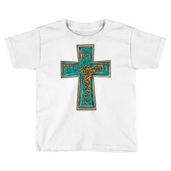 Western Cross With Leopard And Tooled Leather Toddler T-shirt