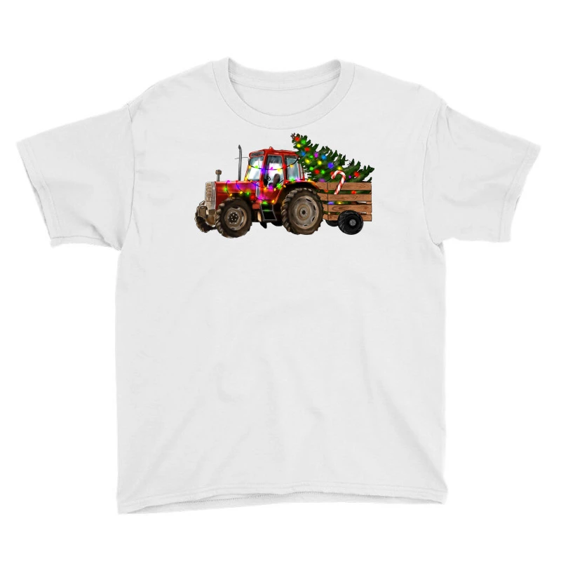 Christmas Farm Tractor Youth Tee 5 Christmas Farm Tractor Youth Tee - Image 3