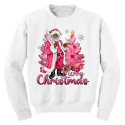 Pink Merry Christmas Black Santa Youth Sweatshirt -Kids Tshirts Zone pd.2526787971.52.25095487.s3.1 front white ffffff none x0y0 169 800x800 1