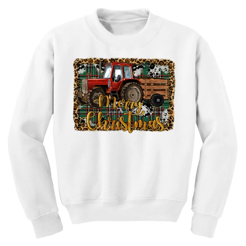 Merry Christmas Farm Tractor Youth Sweatshirt 5 Merry Christmas Farm Tractor Youth Sweatshirt - Image 3