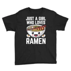 Girl Who Loves Ramen Youth Tee -Kids Tshirts Zone pd.2526809749.37.25097337.s3.1 front black ffffff none x8.5y0.5 112 800x800 1