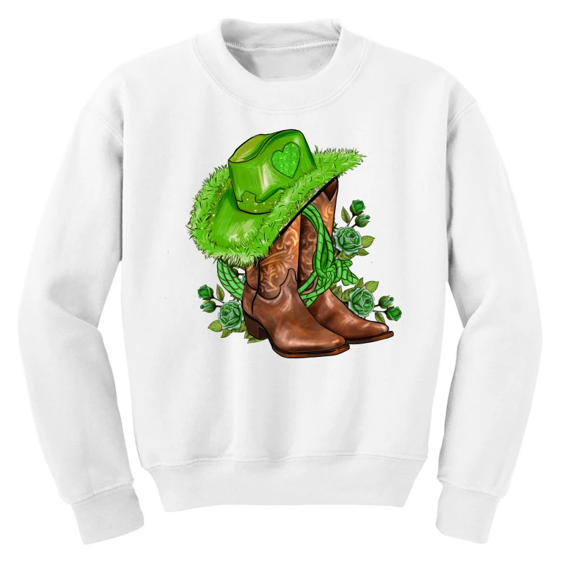 Green Cowgirl And Roses Youth Sweatshirt 5 Green Cowgirl And Roses Youth Sweatshirt - Image 3