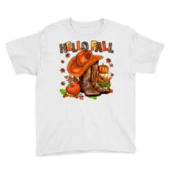 Hello Fall Pumpkins Cowgirl And Roses Youth Tee -Kids Tshirts Zone pd.2526973003.37.25097193.s3.1 front white ffffff none x0y0 129 800x800 1