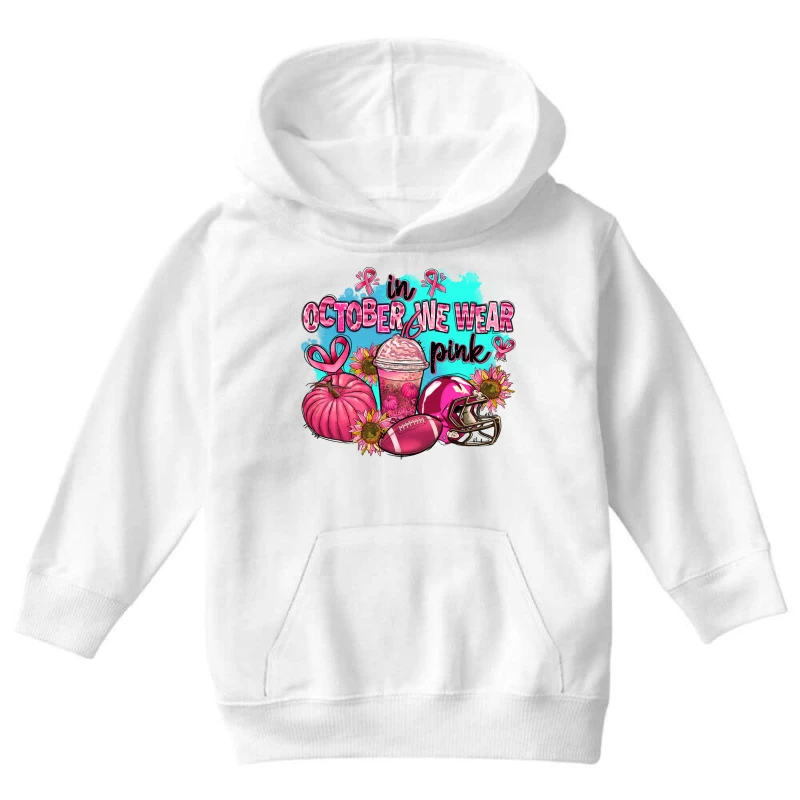 In October We Wear Pink American Football Youth Hoodie 5 In October We Wear Pink American Football Youth Hoodie - Image 3