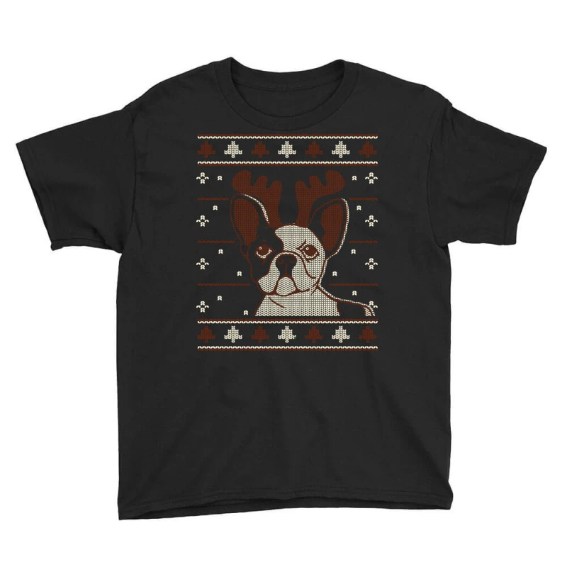 Ugly Christmas French Bulldog Puppy With Reindeer Youth Tee 5 Ugly Christmas French Bulldog Puppy With Reindeer Youth Tee - Image 3