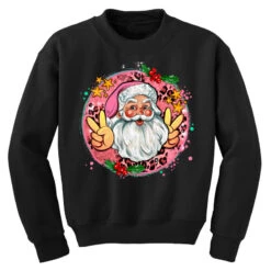 Merry Christmas Peace Santa Youth Sweatshirt 9 Merry Christmas Peace Santa Youth Sweatshirt -Kids Tshirts Zone pd.2527034461.52.25097068.s3.1 front black ffffff none x0y0 169 800x800 1