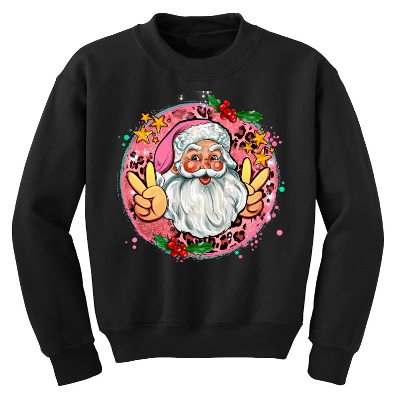 Merry Christmas Peace Santa Youth Sweatshirt 5 Merry Christmas Peace Santa Youth Sweatshirt - Image 3