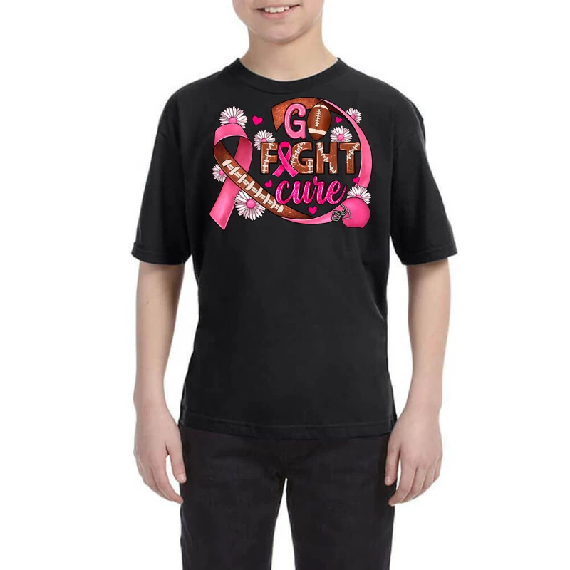 Breast Cancer Go Fight Cure Football Youth Tee 3 Breast Cancer Go Fight Cure Football Youth Tee