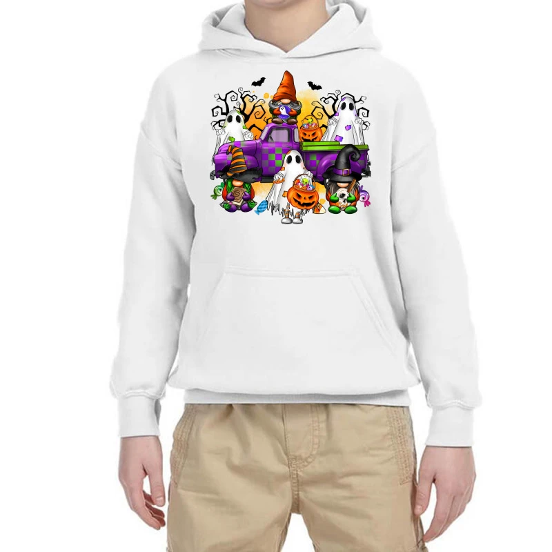 Halloween Truck With Gnomes And Ghosts Youth Hoodie 3 Halloween Truck With Gnomes And Ghosts Youth Hoodie
