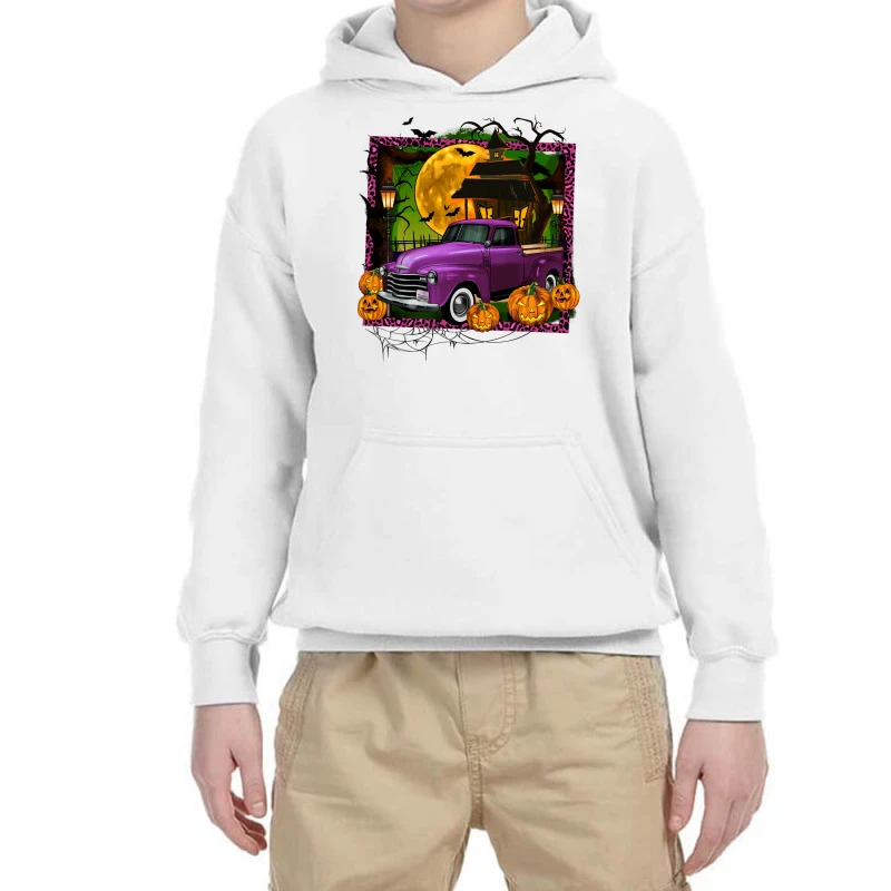 Halloween Farm Truck Youth Hoodie 3 Halloween Farm Truck Youth Hoodie