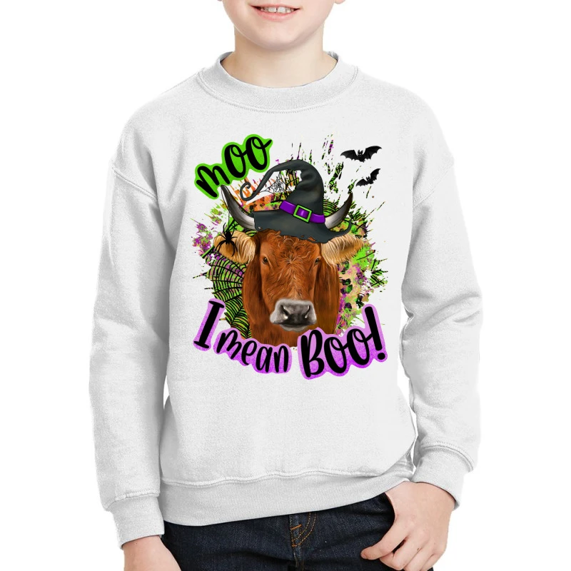 Moo I Mean Boo Cow Youth Sweatshirt 3 Moo I Mean Boo Cow Youth Sweatshirt