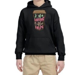 Life Happens Coffee Helps Sublimation Youth Hoodie