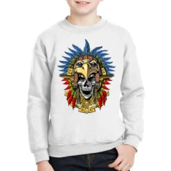 Aztec Skull Eagle Warrior Mask Youth Sweatshirt