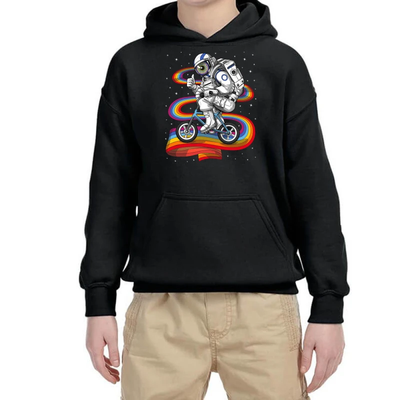 Trippy Astronaut Riding Bicycle Youth Hoodie 3 Trippy Astronaut Riding Bicycle Youth Hoodie