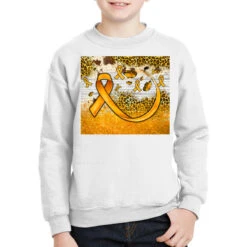 Child Cancer Leopard Glitter Youth Sweatshirt