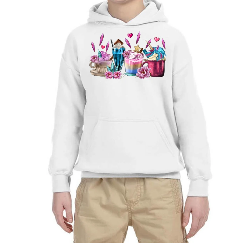 Unicorn Coffee Cups Youth Hoodie 3 Unicorn Coffee Cups Youth Hoodie