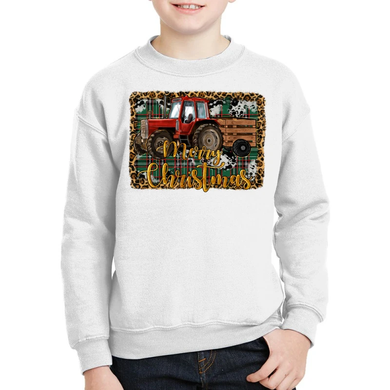 Merry Christmas Farm Tractor Youth Sweatshirt 3 Merry Christmas Farm Tractor Youth Sweatshirt
