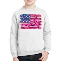 American Flag And Cancer Ribbon Pattern Youth Sweatshirt