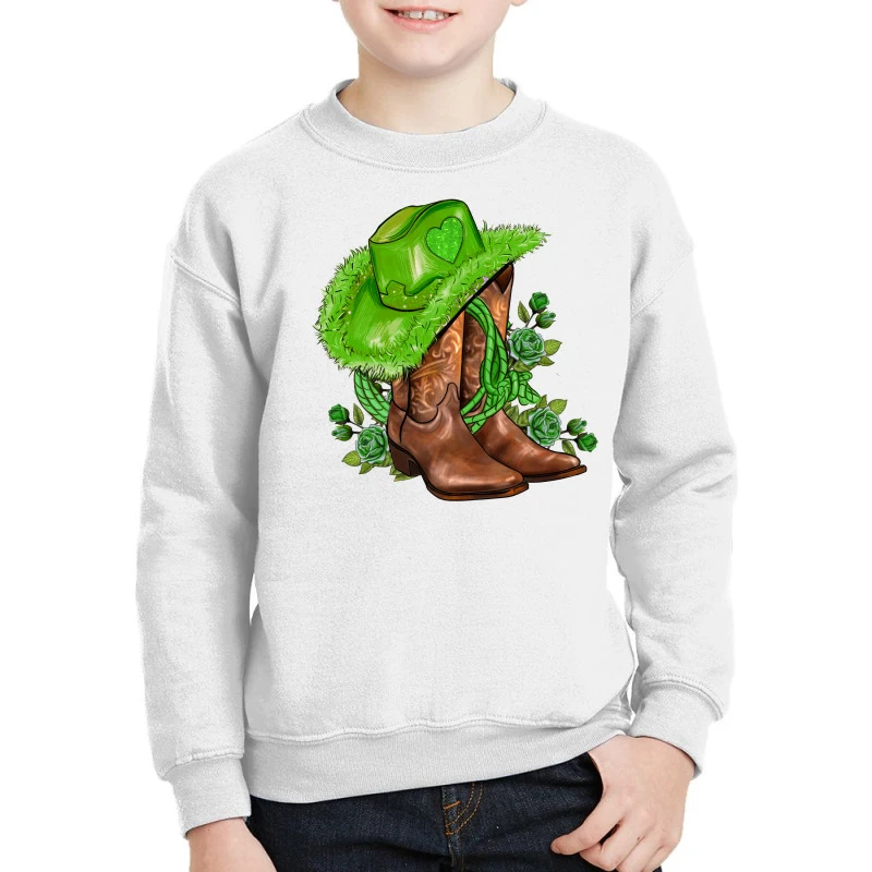 Green Cowgirl And Roses Youth Sweatshirt 3 Green Cowgirl And Roses Youth Sweatshirt