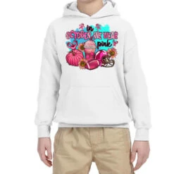 In October We Wear Pink American Football Youth Hoodie