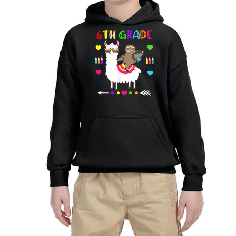 Sloth Llama 6th Grade Squad Teacher Student Back T Youth Hoodie 3 Sloth Llama 6th Grade Squad Teacher Student Back T Youth Hoodie